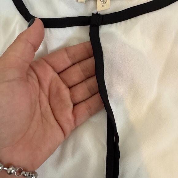 Pleione Women’s White Sleeveless Blouse Size S – Sheer Layered Top with Black Tr - Picture 3 of 5